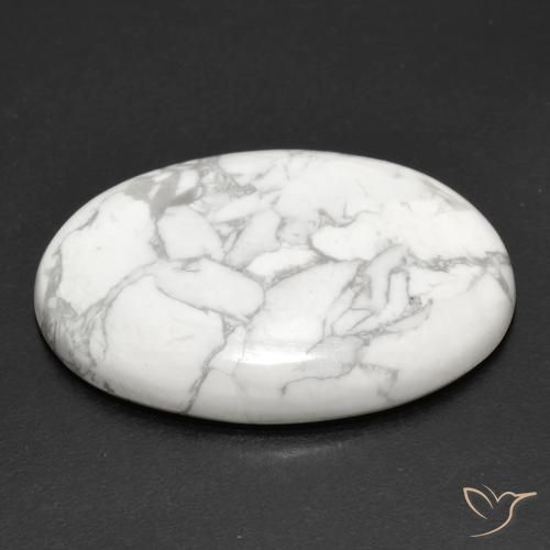 Howlite Gemstone in 27 x 20 mm (calibrated) Size for Sale, Howlite Stone in Greyish White Color