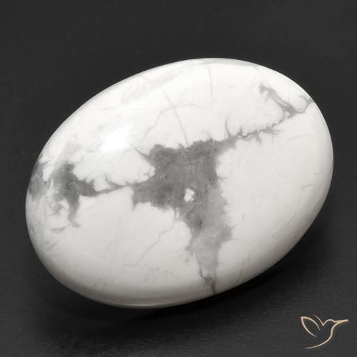 18.95 ct White Howlite Stone, Natural Howlite in Oval Cabochon Shape for Sale