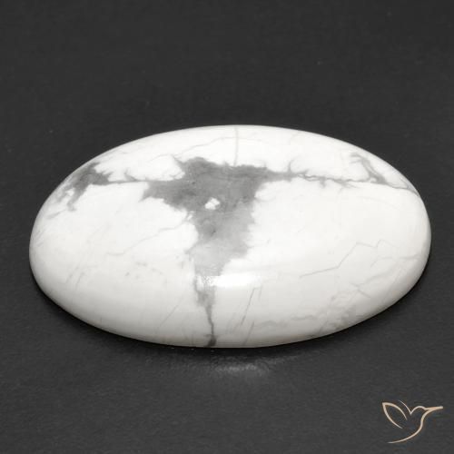 Howlite Gemstone in 25 x 18 mm (calibrated) Size for Sale, Howlite Stone in Greyish White Color