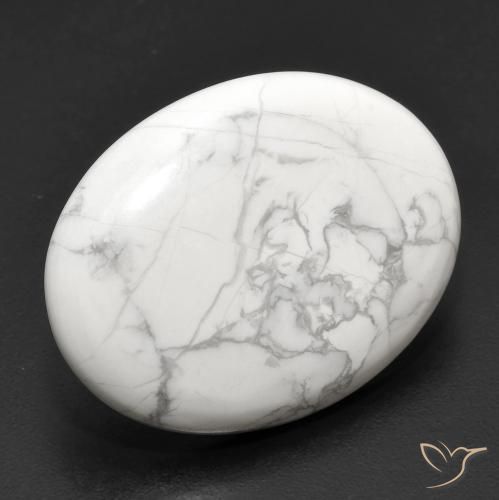 16.35 ct White Howlite Stone, Natural Howlite in Oval Cabochon Shape for Sale