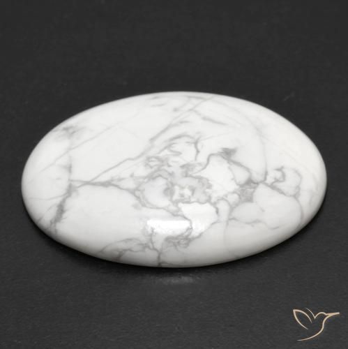 Howlite Gemstone in 25 x 18 mm (calibrated) Size for Sale, Howlite Stone in Greyish White Color