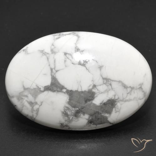 26.30ct Natural Greyish White Howlite, Oval, Opaque, Photo A