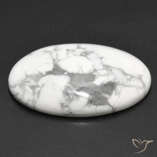 Howlite Gemstone in 29.3 x 19.9 mm Size for Sale, Howlite Stone in Greyish White Color