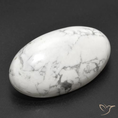 22.32 ct White Howlite Stone, Natural Howlite in Oval Cabochon Shape for Sale