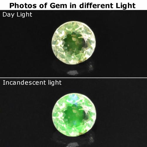 0.09 ct Green Hyalite Opal Gemstone, Hyalite Opal Gem in Round Facet Shape for Sale.