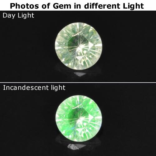 0.09 ct Green Hyalite Opal Gemstone, Hyalite Opal Gem in Round Facet Shape for Sale.