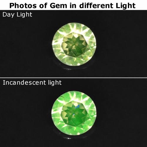 0.12 ct Green Hyalite Opal Gemstone, Hyalite Opal Gem in Round Facet Shape for Sale.