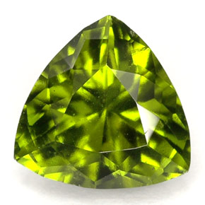 1.56 ct Green Idocrase Gemstone, Idocrase Gem in Trillion Facet Shape for Sale.