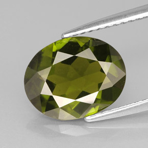 3.04 ct Green Idocrase Gemstone, Idocrase Gem in Oval Facet Shape for Sale.