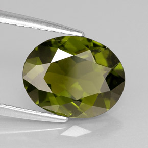 3.04 ct Green Idocrase Stone, Natural Idocrase in Oval Facet Shape for Sale