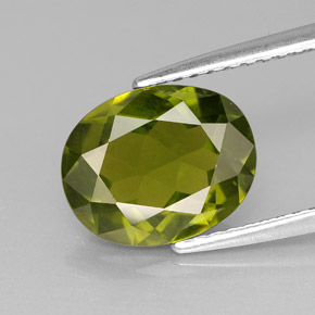 2.56 ct Green Idocrase Gemstone, Idocrase Gem in Oval Facet Shape for Sale.