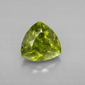 3.12 ct Green Idocrase Gemstone, Idocrase Gem in Trillion Facet Shape for Sale.