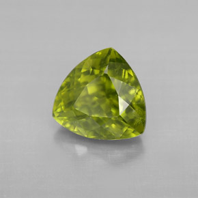 3.12 ct Green Idocrase Stone, Natural Idocrase in Trillion Facet Shape for Sale
