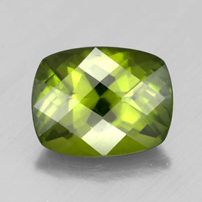 2.45 ct Green Idocrase Gemstone, Idocrase Gem in Cushion Checkerboard Shape for Sale.