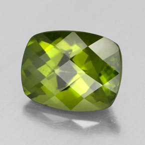 2.45 ct Green Idocrase Stone, Natural Idocrase in Cushion Checkerboard Shape for Sale