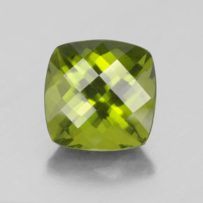 2.66 ct Green Idocrase Gemstone, Idocrase Gem in Cushion Checkerboard Shape for Sale.