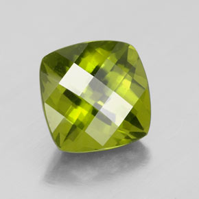2.66 ct Green Idocrase Stone, Natural Idocrase in Cushion Checkerboard Shape for Sale