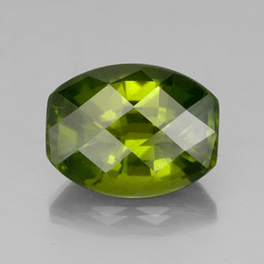 3.36 ct Green Idocrase Gemstone, Idocrase Gem in Cushion Checkerboard Shape for Sale.