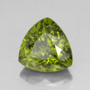 2.44 ct Green Idocrase Stone, Natural Idocrase in Trillion Facet Shape for Sale