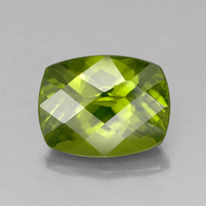 2.40 ct Green Idocrase Gemstone, Idocrase Gem in Cushion Checkerboard Shape for Sale.