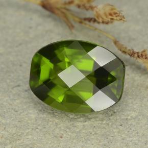 2.57 ct Green Idocrase Stone, Natural Idocrase in Barrel Checkerboard Shape for Sale