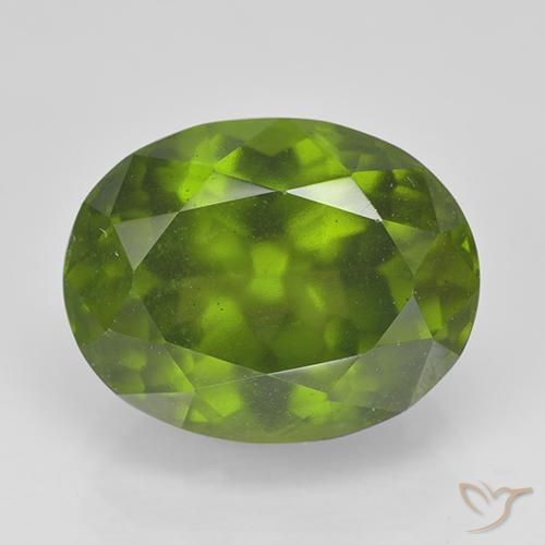 5.61ct Oval Facet Green Idocrase from United States, Dimension 11.9 x 9.3mm, Natural untreated Gemstone, VS Clarity, 1 piece Idocrase in Medium Green Color, Mohs Hardness of 6.5 suitable for daily wear jewelry, Photo A