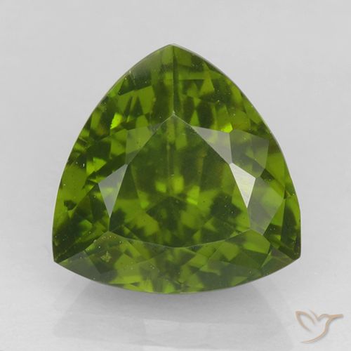 5.16ct Trillion Facet Green Idocrase from United States, Dimension 11.3 x 11.2mm, Natural untreated Gemstone, VS Clarity, 1 piece Idocrase in Medium Green Color, Mohs Hardness of 6.5 suitable for daily wear jewelry, Photo A