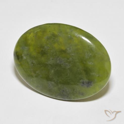 39.43 ct Green Idocrase Stone, Natural Idocrase in Oval Cabochon Shape for Sale