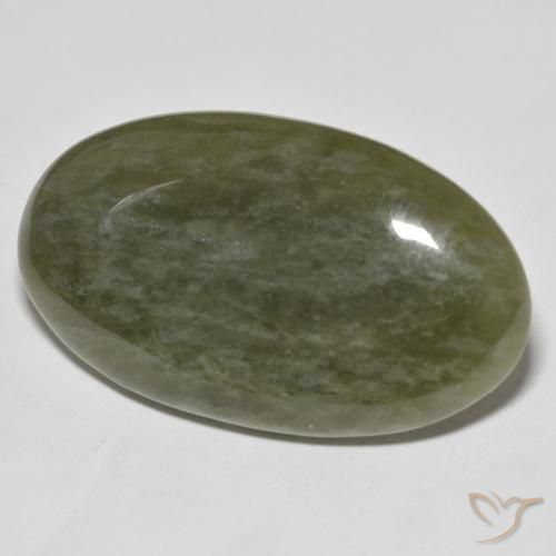 44.46 ct Green Idocrase Stone, Natural Idocrase in Oval Cabochon Shape for Sale