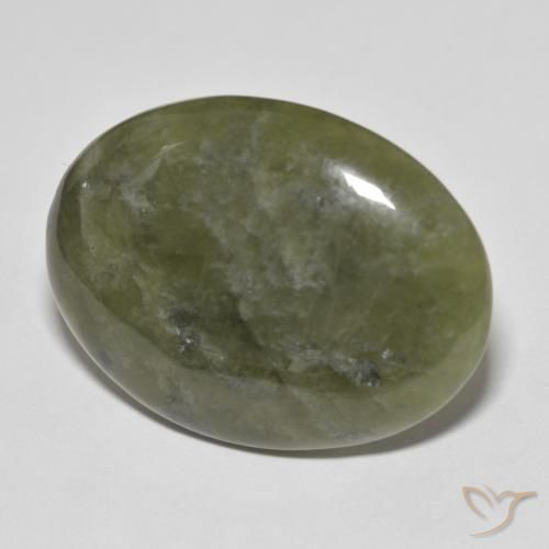 37.66 ct Green Idocrase Stone, Natural Idocrase in Oval Cabochon Shape for Sale
