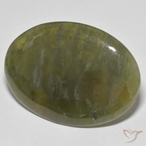 35.36 ct Green Idocrase Stone, Natural Idocrase in Oval Cabochon Shape for Sale
