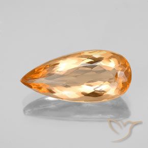 15,7 x 7,2mm oranger Imperial Topas im Birnen Schliff aus Brasilien, Gewicht 3,81 ct, Garantiert echter Edelstein in VVS Reinheit, 1 Stück Imperial Topas - die Farbe ist Hellorange, Mohs-Härte von 8 Geeignet für den täglichen Gebrauch im Schmuck, Photo A