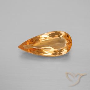 3,8 ct birnenschliff Imperial Topas aus Brasilien, Größe: 15,6 x 7,1mm, Reinheit: VVS, Garantiert echter Edelstein, 1 Stück Imperial Topas in Hellorange Farbe, Mohs-Härte von 8 Geeignet für den täglichen Gebrauch im Schmuck, Photo A
