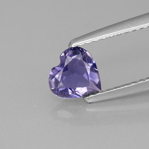 0.48 ct Blue Iolite Gemstone, Iolite Gem in Heart Facet Shape for Sale.