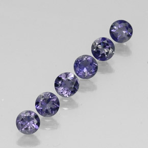 1.34 ct Blue Iolite Stone, Natural Iolite in Round Facet Shape for Sale