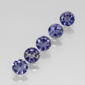 0.98 ct Blue Iolite Stone, Natural Iolite in Round Facet Shape for Sale