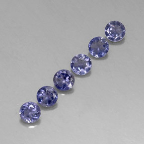 1.28 ct Blue Iolite Stone, Natural Iolite in Round Facet Shape for Sale