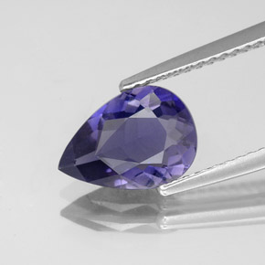 1.37 ct Blue Iolite Gemstone, Iolite Gem in Pear Facet Shape for Sale.