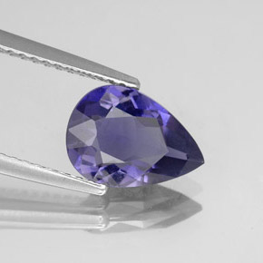 1.37 ct Blue Iolite Stone, Natural Iolite in Pear Facet Shape for Sale