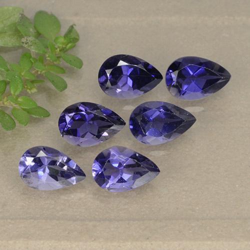 Azul oscuro Iolita Gema - 0.4ct Corte en forma de pera (ID: 493298)