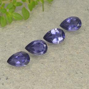 1.28 ctw Violet Iolite Stones, Natural Iolite in Pear Facet Shape for Sale