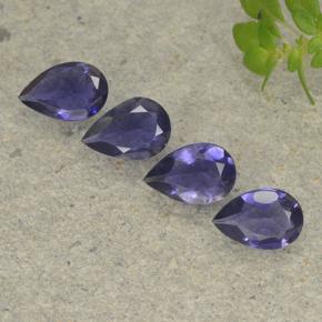 Dark Bluish Purple Iolite Gem - 0.3ct Pear Facet (ID: 498026)