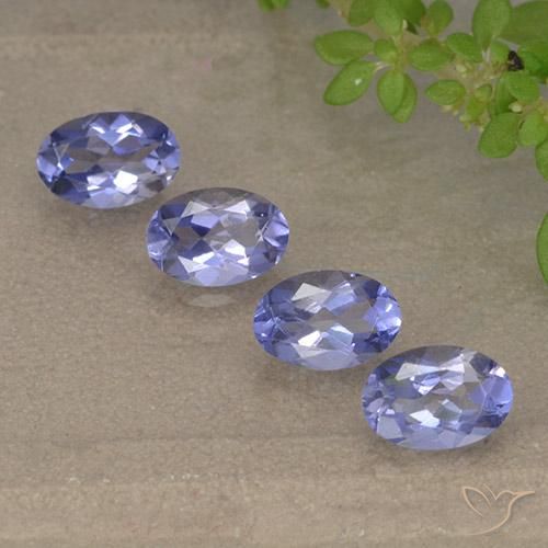 4 Stück/Set ovaler violetter Iolith aus Madagaskar - Größe 5,9 x 4,1mm, Gewicht 1,66 ct gesamt / Durchschn. je 0,42 ct, Mohs-Härte 7 - 7,5 Geeignet für den täglichen Gebrauch im Schmuck, Photo A