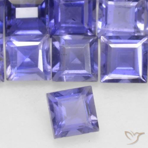 0.13 ct Blue Iolite Stone, Natural Iolite in Square Facet Shape for Sale