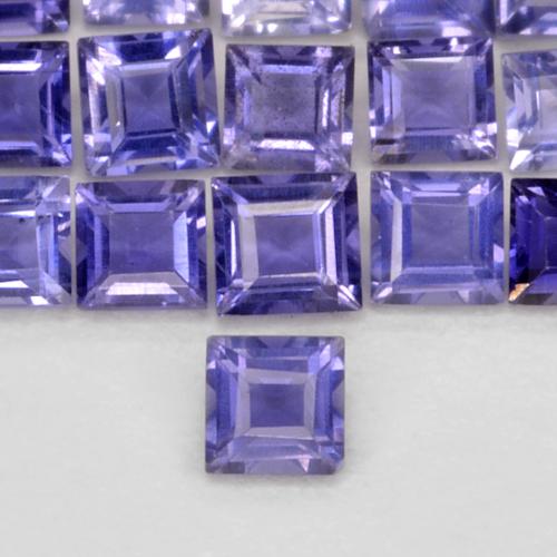 0.05 ct Violet Iolite Gemstone, Iolite Gem in Square Facet Shape for Sale.