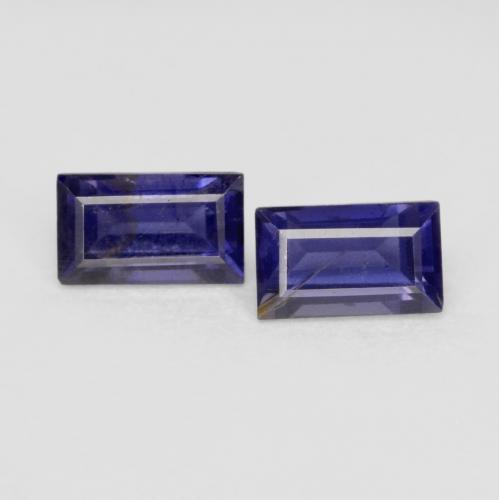 Dark Bluish Purple Iolite Gem - 0.3ct Baguette Facet (ID: 581751)