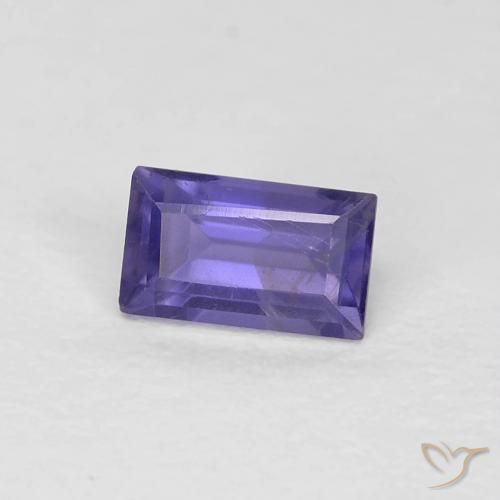 0.30 ct Violet Iolite Stone, Natural Iolite in Baguette Facet Shape for Sale