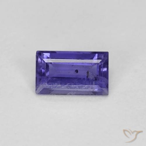 0.26ct Natural Dark Bluish Purple Iolite, Baguette, VS-SI
