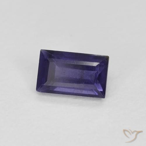 0.26 ct Violet Iolite Stone, Natural Iolite in Baguette Facet Shape for Sale