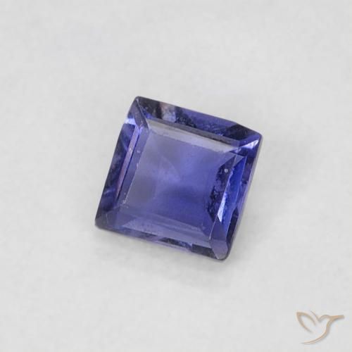 0.13 ct Violet Iolite Stone, Natural Iolite in Square Facet Shape for Sale